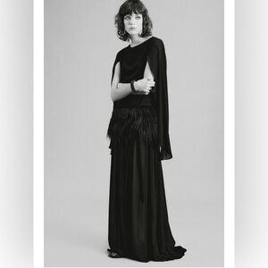 ZARA STUDIO FAUX FUR SASH DRESS. BLACK. SZ S. NWT